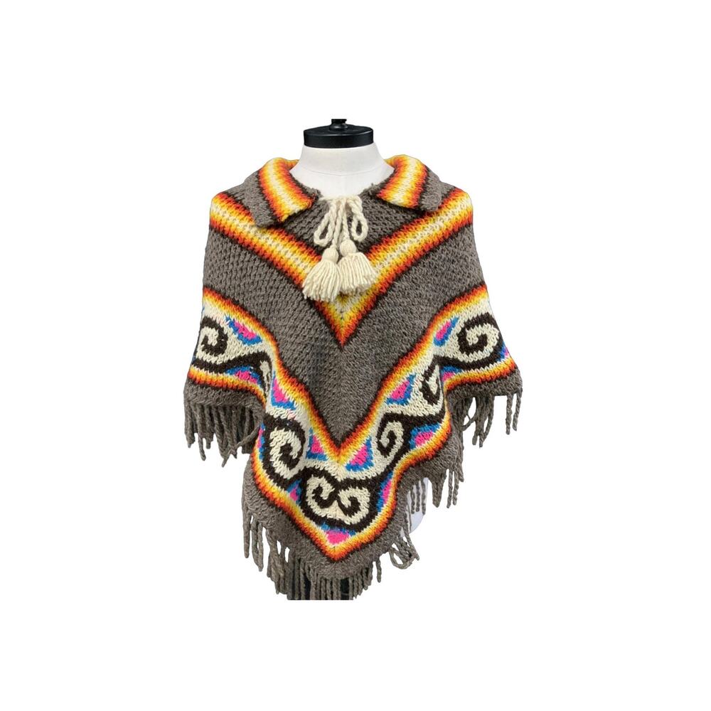 1970's Bright Psychedelic Wool Poncho